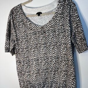 Talbots Black and White Animal Print Short Sleeve Top
